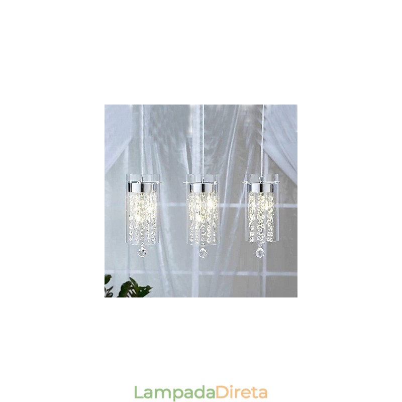Luminária pendente de cristal artística com cúpulas de vidro e base de lâmpada G4