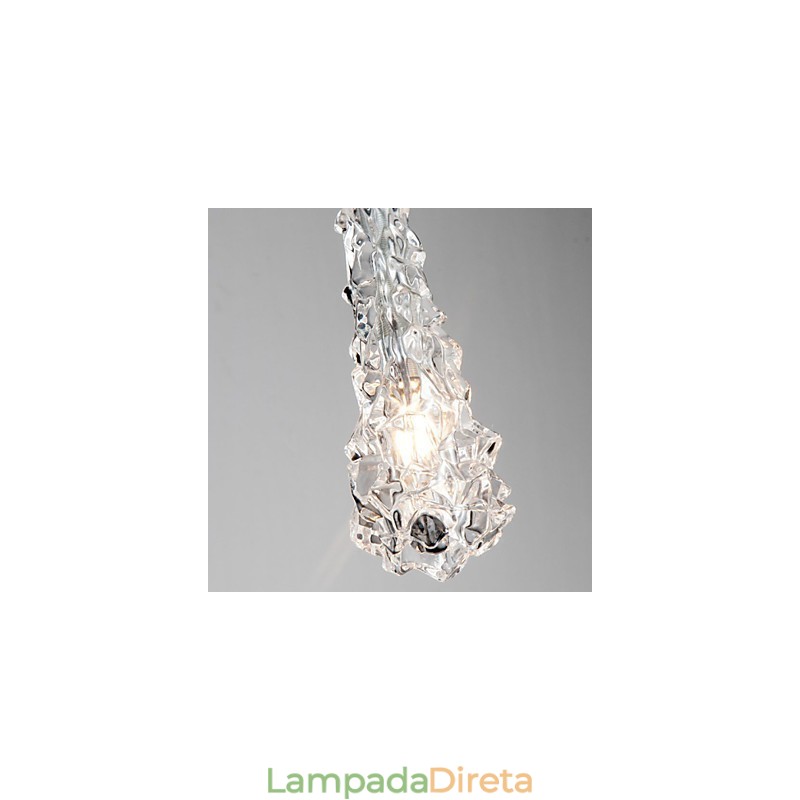 Lustre Tradition Classic de vidro transparente com 3 luzes