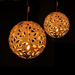 Lustre Mini Estilo Lanterna Madeira Bambu