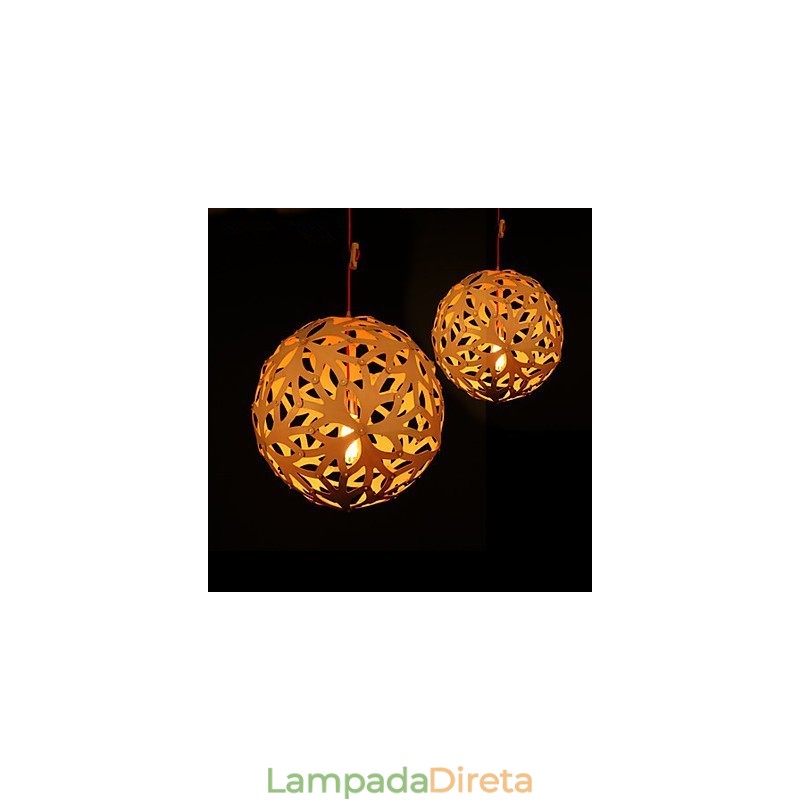Lustre Mini Estilo Lanterna Madeira Bambu