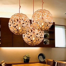 Lustre Mini Estilo Lanterna Madeira Bambu