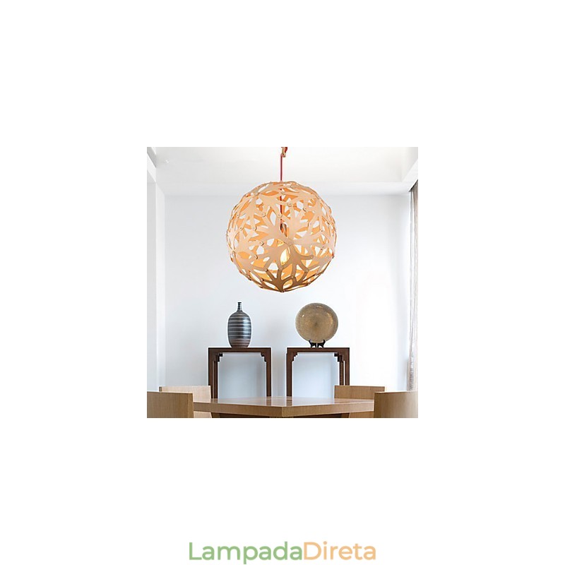 Lustre Mini Estilo Lanterna Madeira Bambu