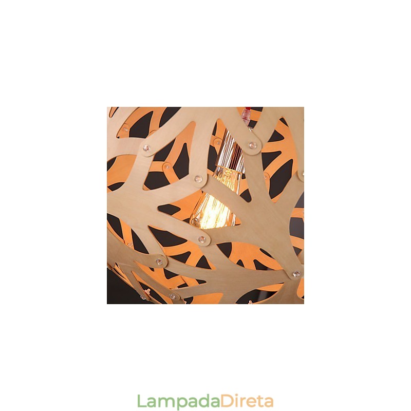 Lustre Mini Estilo Lanterna Madeira Bambu