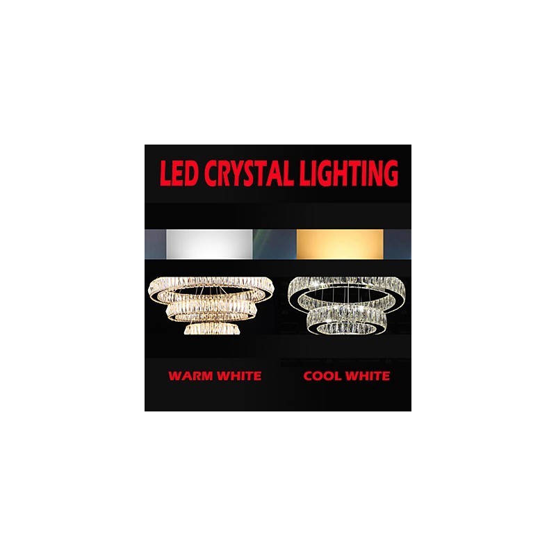 Lustre de cristal Luzes Iluminação Moderna Anéis Únicos K9 Grande Cristal Luminárias de Teto Interno