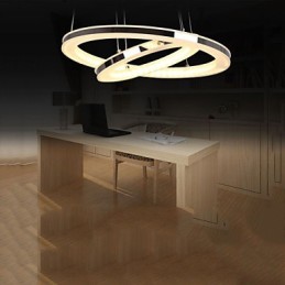 Luminária pendente de acrílico redonda, lustre com 2 anéis, luminárias