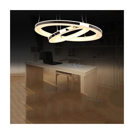 Luminária pendente de acrílico redonda, lustre com 2 anéis, luminárias Luminária pendente de acrílico redonda, lustre com 2 anéis, luminárias