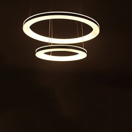 Luminária pendente de acrílico redonda, lustre com 2 anéis, luminárias