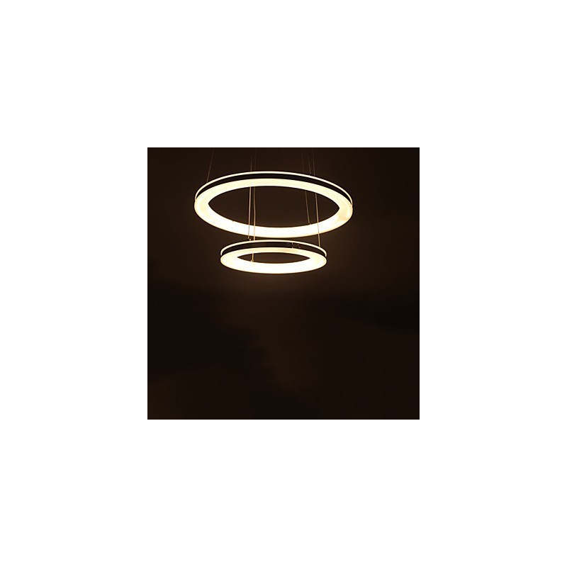 Luminária pendente de acrílico redonda, lustre com 2 anéis, luminárias