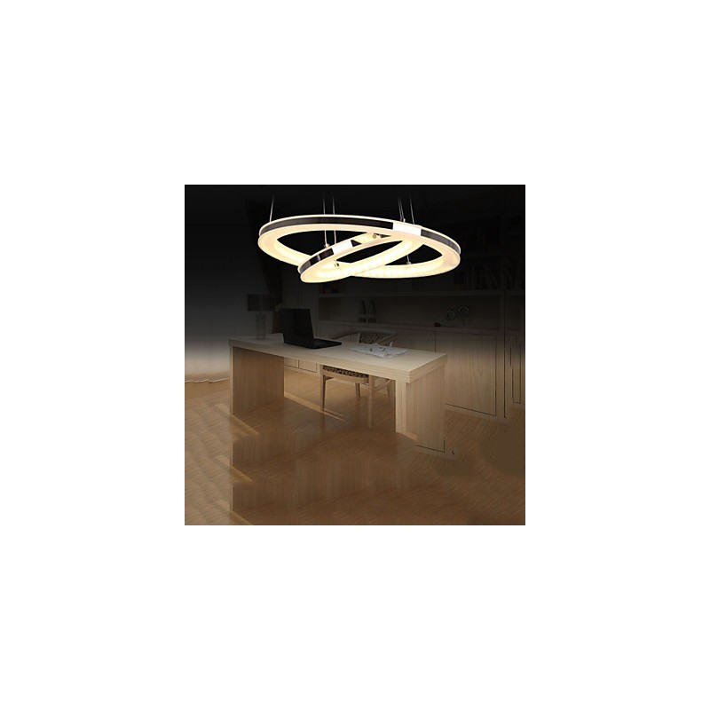 Luminária pendente de acrílico redonda, lustre com 2 anéis, luminárias