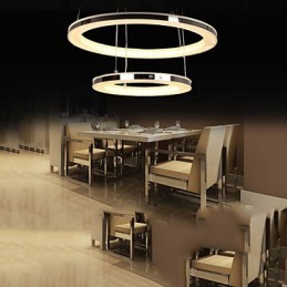 Luminária pendente de acrílico redonda, lustre com 2 anéis, luminárias