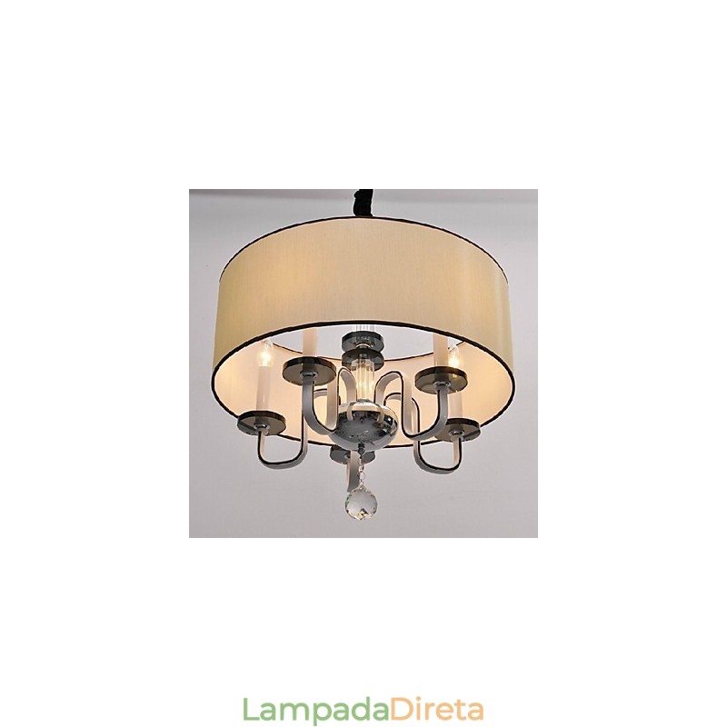 Luminária pendente moderna contemporânea de cristal cromado em metal