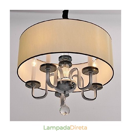 Luminária pendente moderna contemporânea de cristal cromado em metal