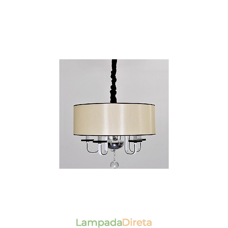 Luminária pendente moderna contemporânea de cristal cromado em metal