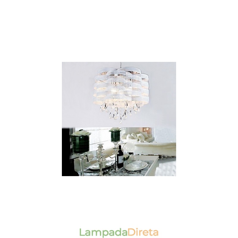 Luminária pendente de cristal estilosa com 3 luzes