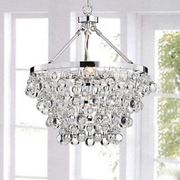 Lustre de cristal cromado clássico tradicional em metal