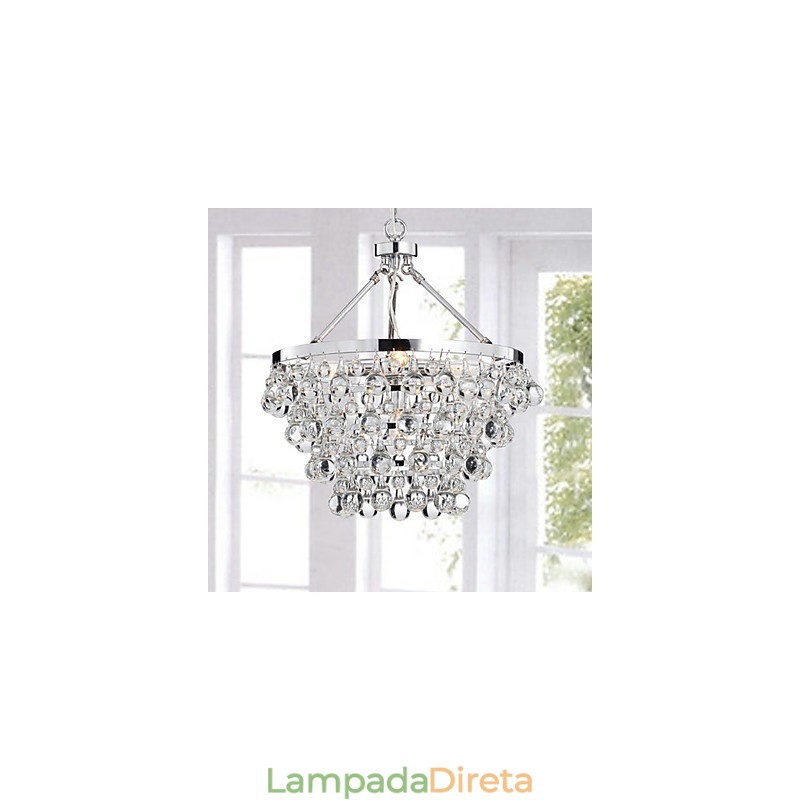 Lustre de cristal cromado clássico tradicional em metal