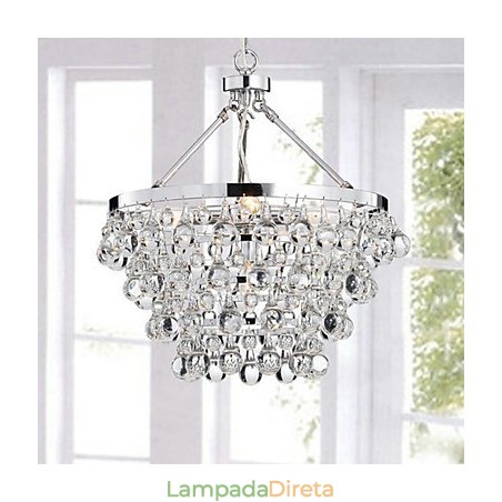 Lustre de cristal cromado clássico tradicional em metal Lustre de cristal cromado clássico tradicional em metal