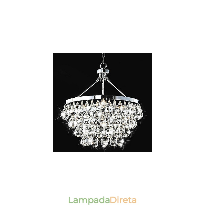 Lustre de cristal cromado clássico tradicional em metal