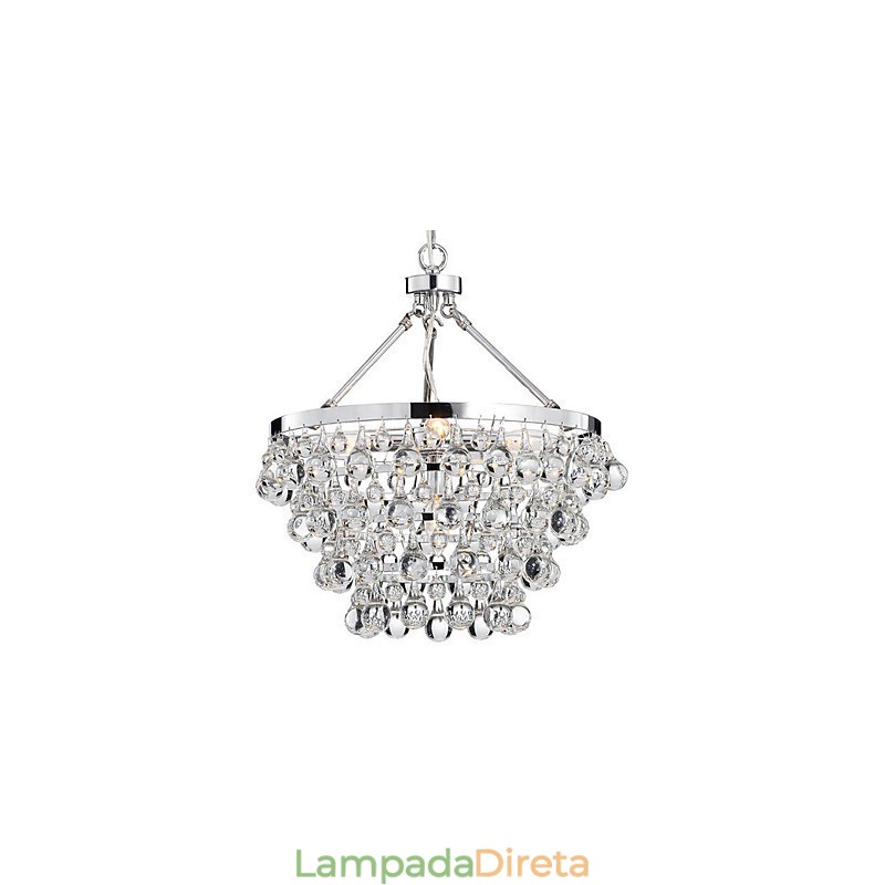 Lustre de cristal cromado clássico tradicional em metal