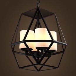 Lustre Americange Vintage de Ferro Preto de alto nível, Lustre Moderno, 4 luzes