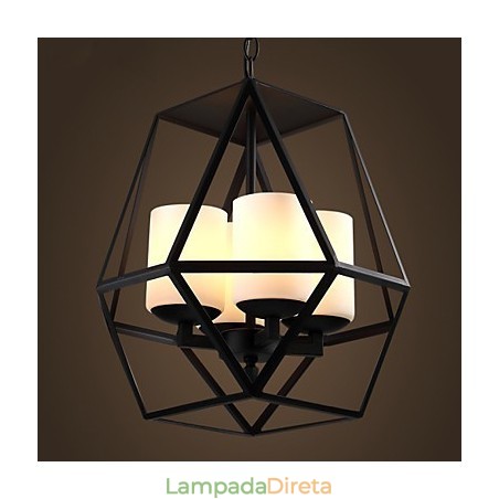 Lustre Americange Vintage de Ferro Preto de alto nível, Lustre Moderno, 4 luzes Lustre Americange Vintage de Ferro Preto de alto nível, Lustre Moderno, 4 luzes