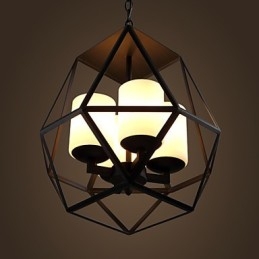 Lustre Americange Vintage de Ferro Preto de alto nível, Lustre Moderno, 4 luzes