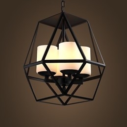 Lustre Americange Vintage de Ferro Preto de alto nível, Lustre Moderno, 4 luzes