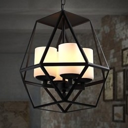 Lustre Americange Vintage de Ferro Preto de alto nível, Lustre Moderno, 4 luzes