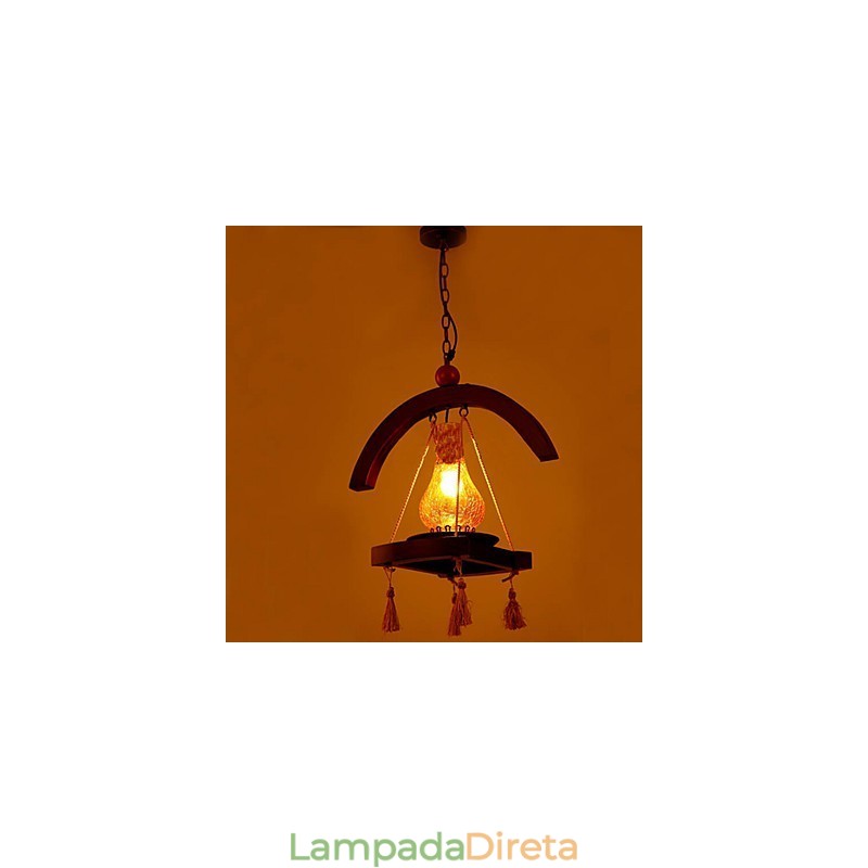 Luminária pendente Americange em madeira maciça