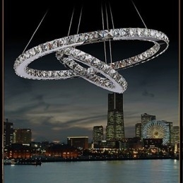 Hotel Pendant Light Lustre de cristal Iluminação Luminárias de teto Luminárias com branco quente e frio