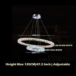 Hotel Pendant Light Lustre de cristal Iluminação Luminárias de teto Luminárias com branco quente e frio