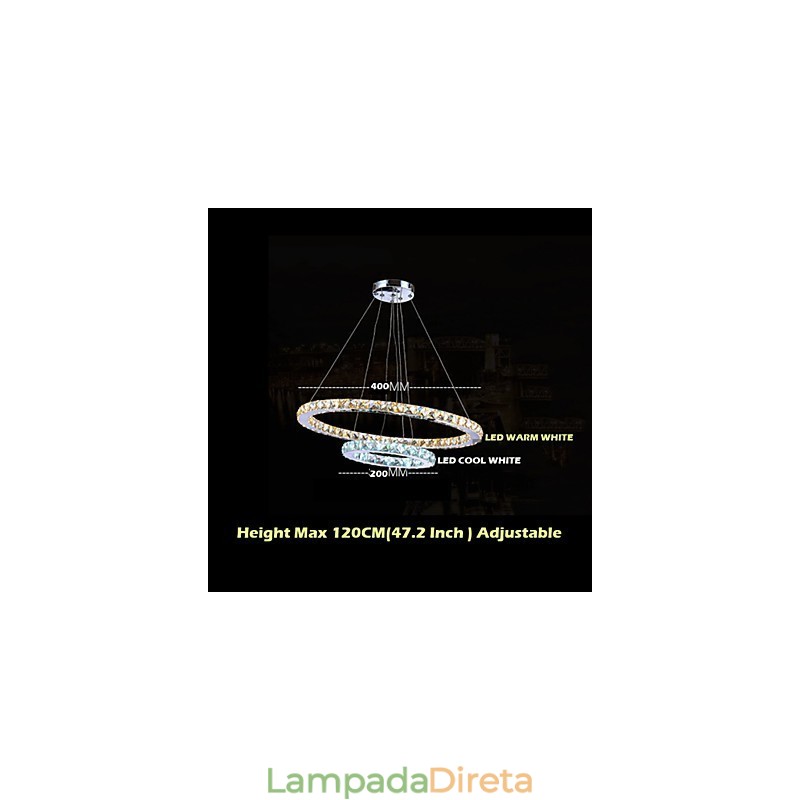 Hotel Pendant Light Lustre de cristal Iluminação Luminárias de teto Luminárias com branco quente e frio
