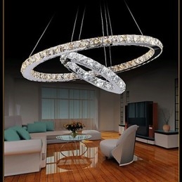 Hotel Pendant Light Lustre de cristal Iluminação Luminárias de teto Luminárias com branco quente e frio