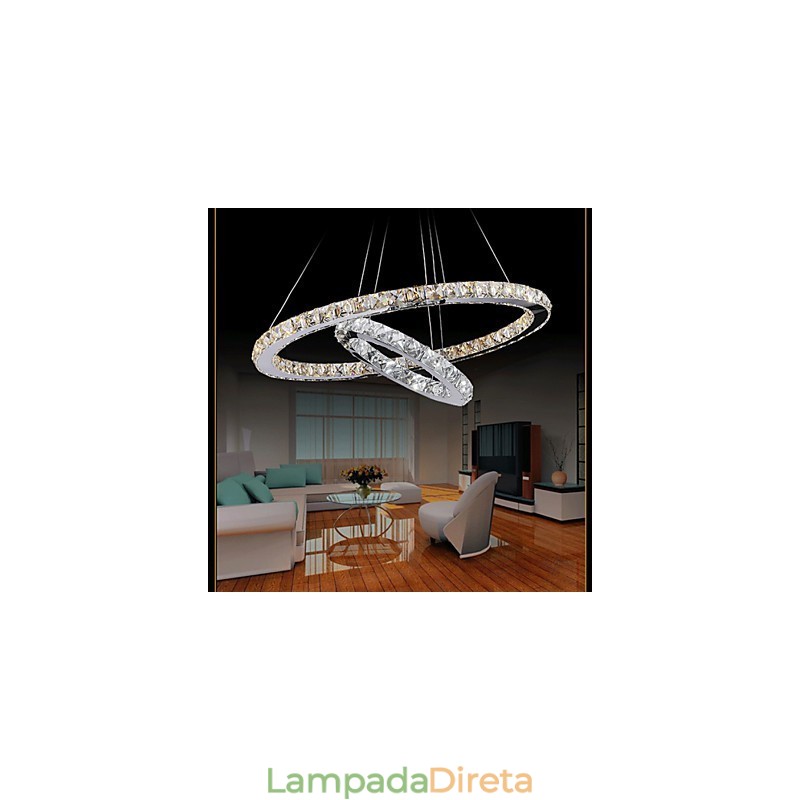 Hotel Pendant Light Lustre de cristal Iluminação Luminárias de teto Luminárias com branco quente e frio