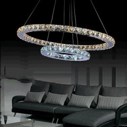 Hotel Pendant Light Lustre de cristal Iluminação Luminárias de teto Luminárias com branco quente e frio