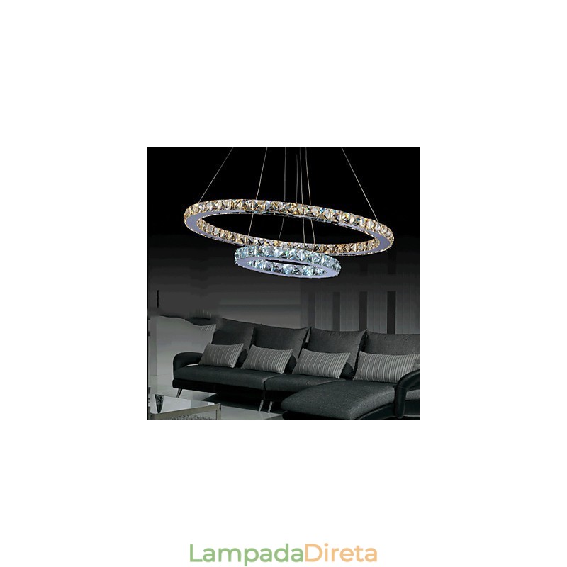Hotel Pendant Light Lustre de cristal Iluminação Luminárias de teto Luminárias com branco quente e frio