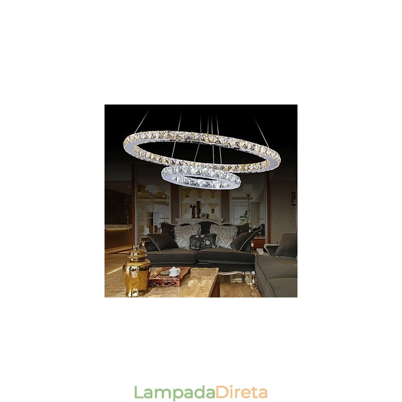 Hotel Pendant Light Lustre de cristal Iluminação Luminárias de teto Luminárias com branco quente e frio