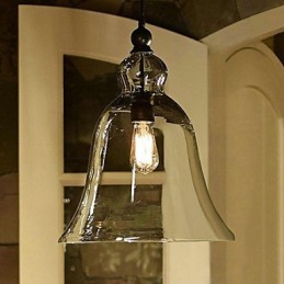 Luminária pendente de vidro com pintura em estilo country mini