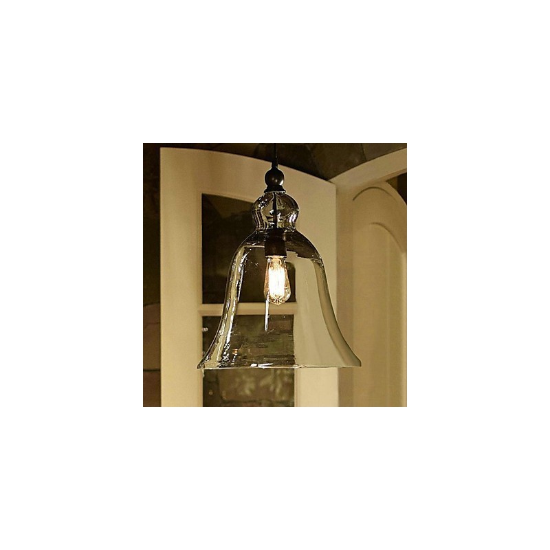 Luminária pendente de vidro com pintura em estilo country mini