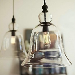 Luminária pendente de vidro com pintura em estilo country mini