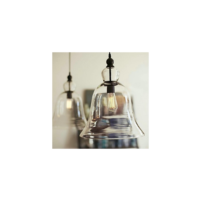 Luminária pendente de vidro com pintura em estilo country mini