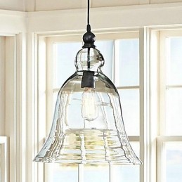 Luminária pendente de vidro com pintura em estilo country mini