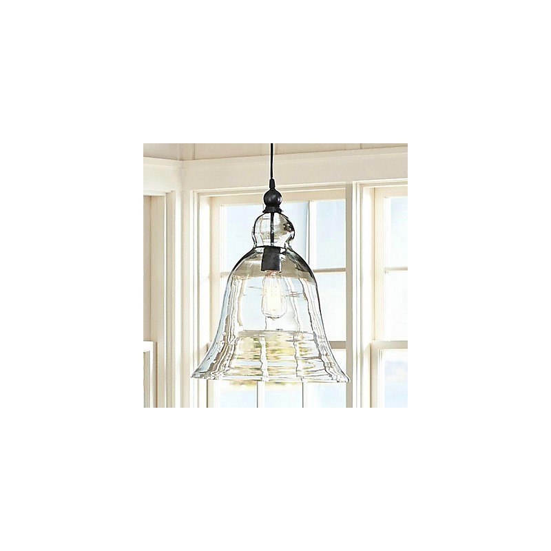 Luminária pendente de vidro com pintura em estilo country mini