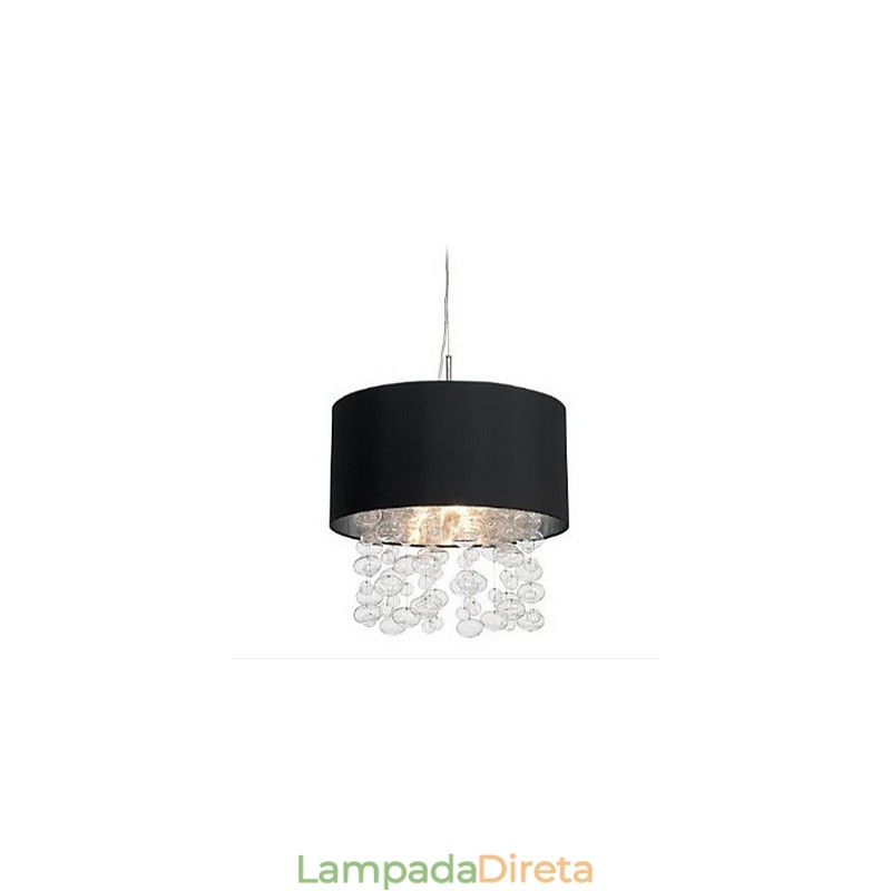 Luminária pendente moderna com 7 luzes e cúpula de tecido preto (base)