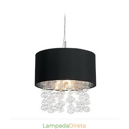 Luminária pendente moderna com 7 luzes e cúpula de tecido preto (base) Luminária pendente moderna com 7 luzes e cúpula de tecido preto (base)