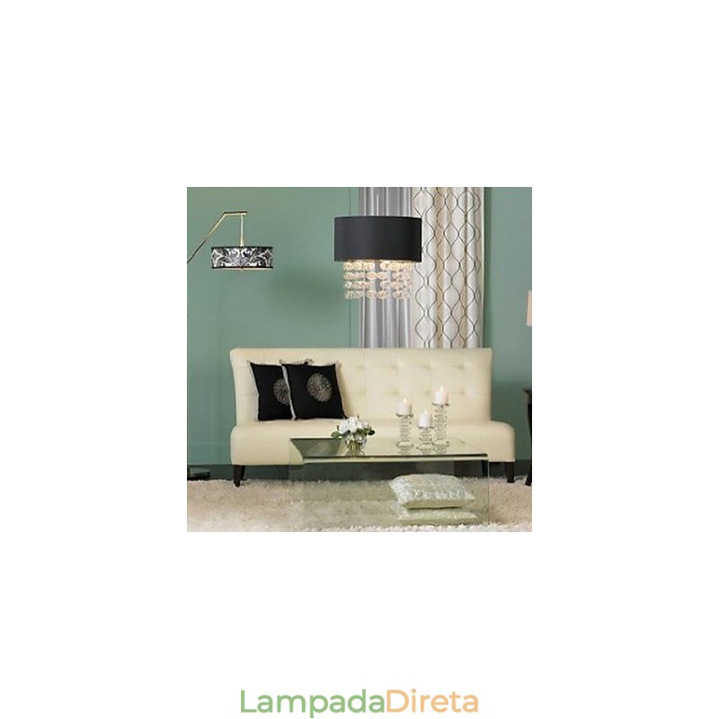 Luminária pendente moderna com 7 luzes e cúpula de tecido preto (base)