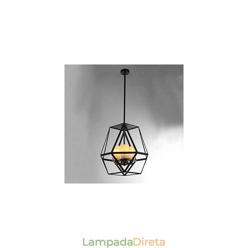 Luminária pendente de metal estilo country mini com pintura