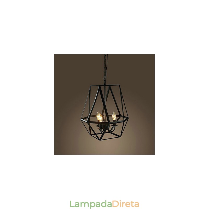 Luminária pendente de metal estilo country mini com pintura