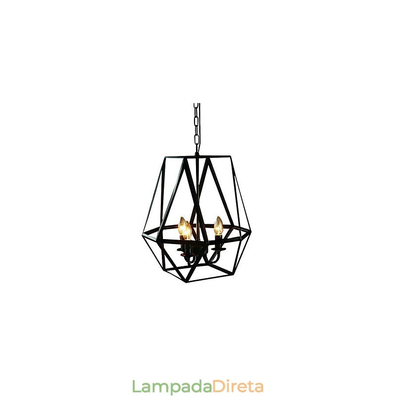 Luminária pendente de metal estilo country mini com pintura