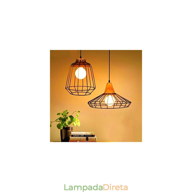 Lustre de ferro estilo gaiola retrô americano
